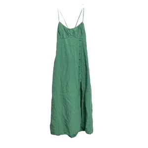 Vestido de verano verde sin mangas con tirantes de espagueti y botones laterales - Imagen 1 de 9