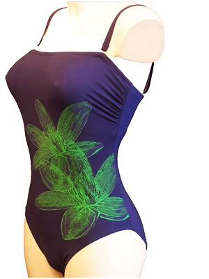 Freya SWIM Bandeau Badeanzug mit Bügel BH Gr.75D UK34D Blau Grün Einteiler - Bild 1 von 4