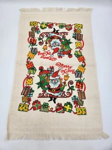 Vintage Cannon 100% Cotton Merry Christmas Santa Hand Towel w/Fringe - Picture 1 of 10