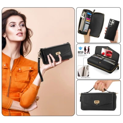 For Samsung S25/2223/24 Case Magnetic Cover Leather Woman Girl Crossbody Handbag - Image 1 of 4