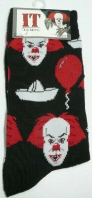IT Pennywise Crew Socks 1 Pair Evil Clown Horror Movie SS Georgie Balloon S King - Image 1 of 3