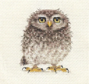 Baby TAWNY OWL OWLET Wild Bird Counted cross stitch kit Fido Stitch Studio