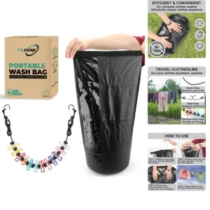 Lightweight Portable Clothes Washer & Drying Line - Ideal for Camping & Travel - Picture 1 of 11