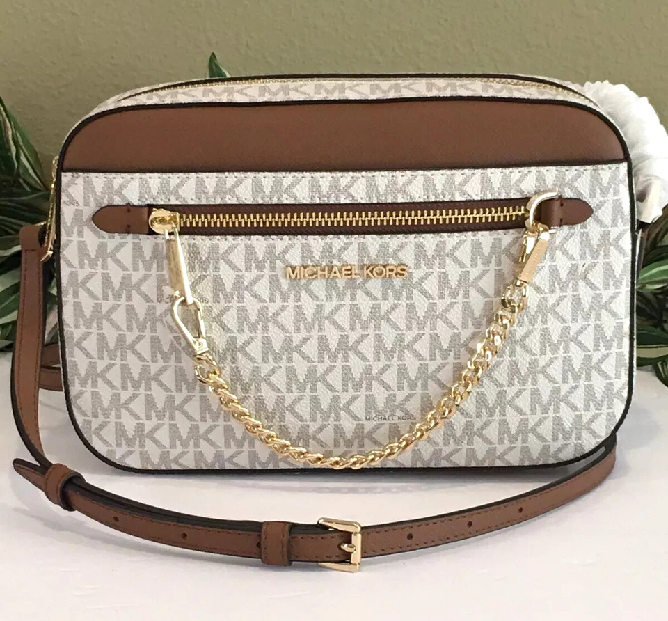 Michael Kors Women Crossbody Chain Bag Handbag Messenger Shoulder Purse Vanilla