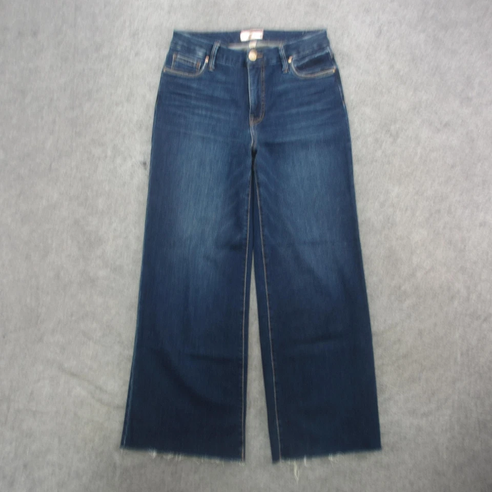 Pantalones de mezclilla KUT From The Kloth para mujer 4 azules Meg Fab Ab pierna ancha dobladillo crudo Foto 1 de 4