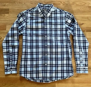 Haggar Herren Größe Medium marineblau/hellblau weiß kariert tailliert Knopfleiste Hemd - Bild 1 von 3