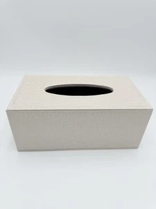 Faux Leather Tissue Box Cover Rectangle,Stylish Modern Rectangular Beige - Picture 1 of 8