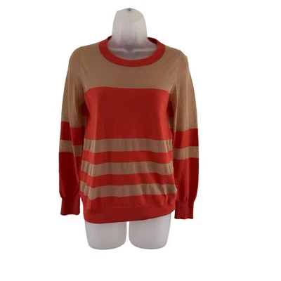 Marc by Marc Jacobs Sweater Womens XS Red Tan Sheer Stripe Crewneck Y2K Academia - Image 1 of 4