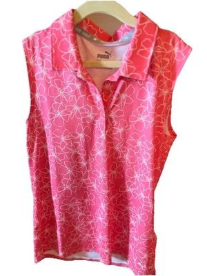 Polo feminino Puma Cloudspun Island sem mangas tamanho médio - Imagem 1 de 3