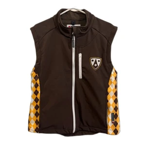 BOATHOUSE Brown Yellow Argyle Rowing Vest Windbreaker Top Mens Size Small - Picture 1 of 9