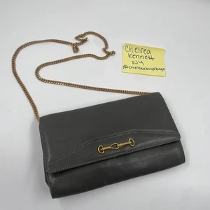 Bolso Bandolera Celine Vintage Cuero Gris Cartera WOC Cartera con Cadena Mini Bolso sin asas - Imagen 1 de 12