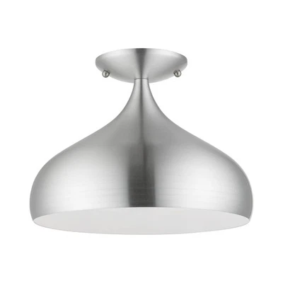 Livex Lighting 41050 Amador 12"W Semi-Flush Ceiling Fixture - Brushed Aluminum / - Image 1 of 4