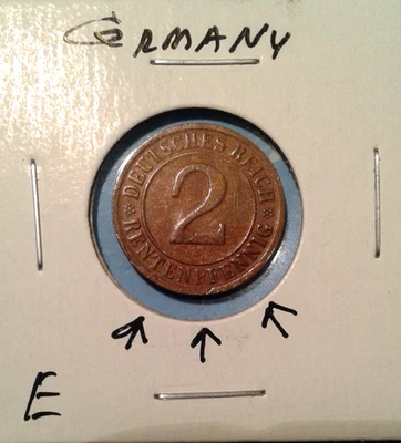 Germany Error 2 Pfennig coin 1924. - Image 1 of 4