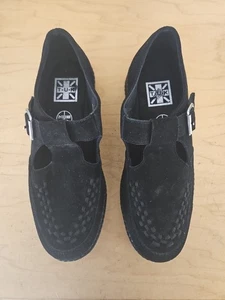 T.U.K. Scarpe da uomo Rockabilly Creeper in pelle nera taglia 9 fibbie  - Foto 1 di 4