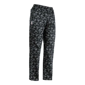 Pantalone Cuoco Coulisse Skulls Nero con Elastico - Egochef - Pizzaiolo - Imagen 1 de 1