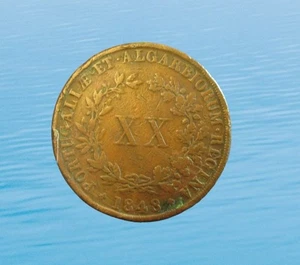 PORTUGAL 20 REIS 1848 MARIA II KM 482 #6762# - Picture 1 of 2