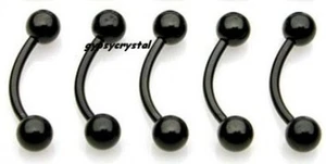 5 Black 4mm Balls Titanium Plated Steel Bars Eyebrow Ear Tragus Daith 14g 10mm - Picture 1 of 1