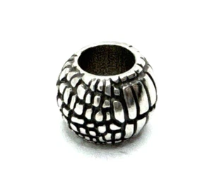 Brighton Croco Pebbled Crocodile Pattern Silver Spacer Bead - Picture 1 of 6