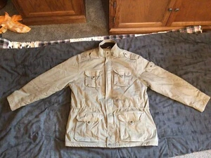 L.L. Bean Men Jacket Large Tan Authentic Issue Field Military Cargo Utility Coat - Picture 1 of 21