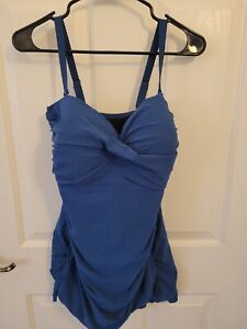 Sz 24W Profile by Gottex Blue Swim Dress Swim Bathing Suit One Piece Strapless