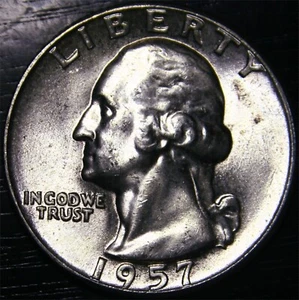 1957 Washington Quarter 25c US Coin 90% Silver Philadelphia Mint BU - Picture 1 of 2