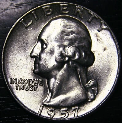 1957 Washington Quarter 25c US Coin 90% Silver Philadelphia Mint BU - Image 1 of 2