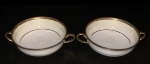 2er Set Vintage C. Ahrenfeldt Limoges Goldrand 4-3/4" Creme Suppenschüsseln EUC - Bild 1 von 7