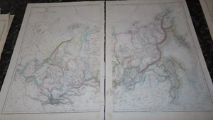1861 RUSSIA IN ASIA WEEKLY DESPATCH COLOUR MAP 2 SHEETS TOMSK SIBERIA NOVGOROD * - Picture 1 of 8