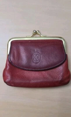 Cartera de cambio roja Buxton vintage cuero genuino texturizado mini Kisslock  Foto 1 de 4