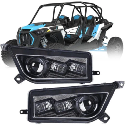 Pair Black Dual LED Headlights ATV UTV Turn Fit Polaris Razor XP TURBO 2016-2020 - Image 1 of 4