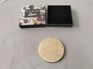 Gucci PARFUMS Mirror Compact Miroir with Box Gold Flower Relief Gucci Plants