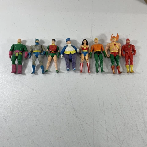 Vintage Lot Of 1984 8 Kenner DC Comic Action Figures Batman Robin Lex Hawkman Cover