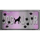 Dog Lover Pink Brushed Chrome Novelty Metal License Plate