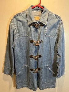 Womens Small Vintage Denim Jacket Chore Coat Toggle Buttons Liz Wear 90s Y2K - Picture 1 of 11