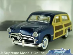 FORD WOODY MODEL CAR 1949 BLUE STATION WAGON ESTATE 1:40 SCALE + DISPLAY CASE K8 - Picture 1 of 4