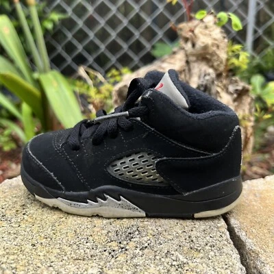 Nike Air Jordan 5 Retro BT Negro Metálico (440890-003) Niños Pequeños Talla 7C - Sin Caja Foto 1 de 4