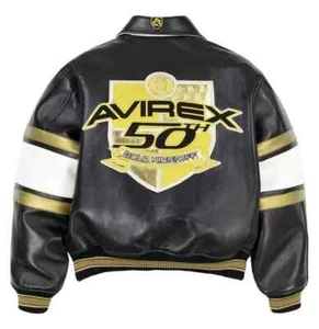 New Avirex 50th Anniversary Limited Edition Leather Jacket-FREE SHIPPING - Picture 1 of 6