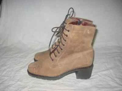 De Colección La Canadienne Marrón Grueso Plataforma Tacón de Goma Motociclista Botas de Cuero 8M Foto 1 de 4