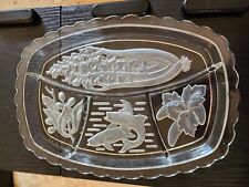 Vintage Tiara Glass Large Rectangular Relish Dish in Etched/Frost