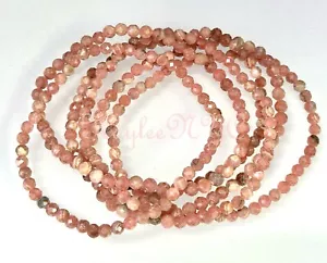 Großhandel 6 Stck. Natürliches Rhodochrosit 4 mm Facettiert 7,5"" Heilung Stretch Armband - Bild 1 von 3