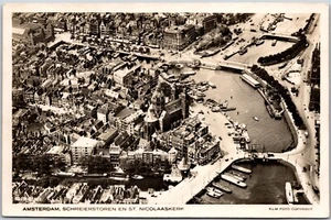 RPPC Amsterdam Netherlands Aerial View Schreierstoren en de St. Nicolaaskerk - Bild 1 von 2