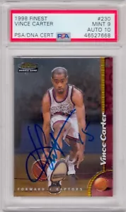 Vince Carter Raptors 1998 Finest Signed Autograph PSA 9 PSA DNA Auto 10 - Picture 1 of 2