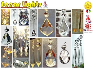 5 Chandelier Drops Choice of Cut Glass Crystals Antique Look Light Sun Catchers - Picture 1 of 78