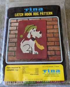 Vintage 60's "Fido" Dog Latch Hook Rug Pattern Canvas Tina of California NEW - Picture 1 of 2