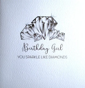 NIQUEA.D Gemmed Glitter Sparkle Like Diamonds Birthday Girl Greeting Card - Picture 1 of 5