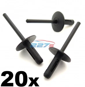 20x BMW PLASTIQUE Pop Rivets Borgnes 6mm, Roue Arches, Bas de Caisse Latéraux, - Picture 1 of 1