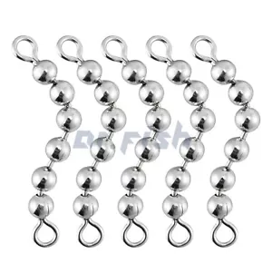 20/40pcs Stainless Steel Fishing Bead Chain Swivels 4-6 Balls 100lb Tackle - Picture 1 of 15