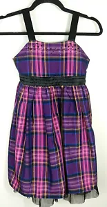 Justice ~ Girl Size 8 ~ Purple / Pink / Black ~ Sequin Plaid Dress - Picture 1 of 10
