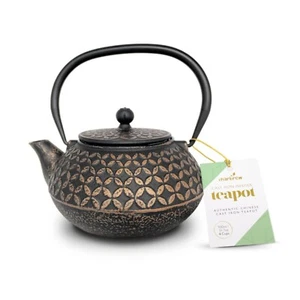 Black & Copper Tetsubin Style Cast Iron Teapot Teakettle 900ml by Charbrew - Picture 1 of 7