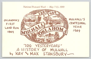 Cartolina Mulhall's Centesimal Oklahoma National Week 1989 Kay & Max Stansbury - Foto 1 di 2